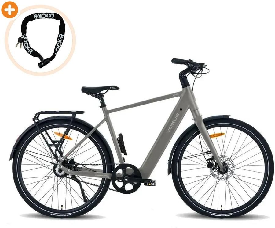 Vogue Motion Elektrische Fiets 28 inch 250W motor Actieradius tot 90 km Automatische 2 versnellingen 360Wh accu Matt Titanium Grey