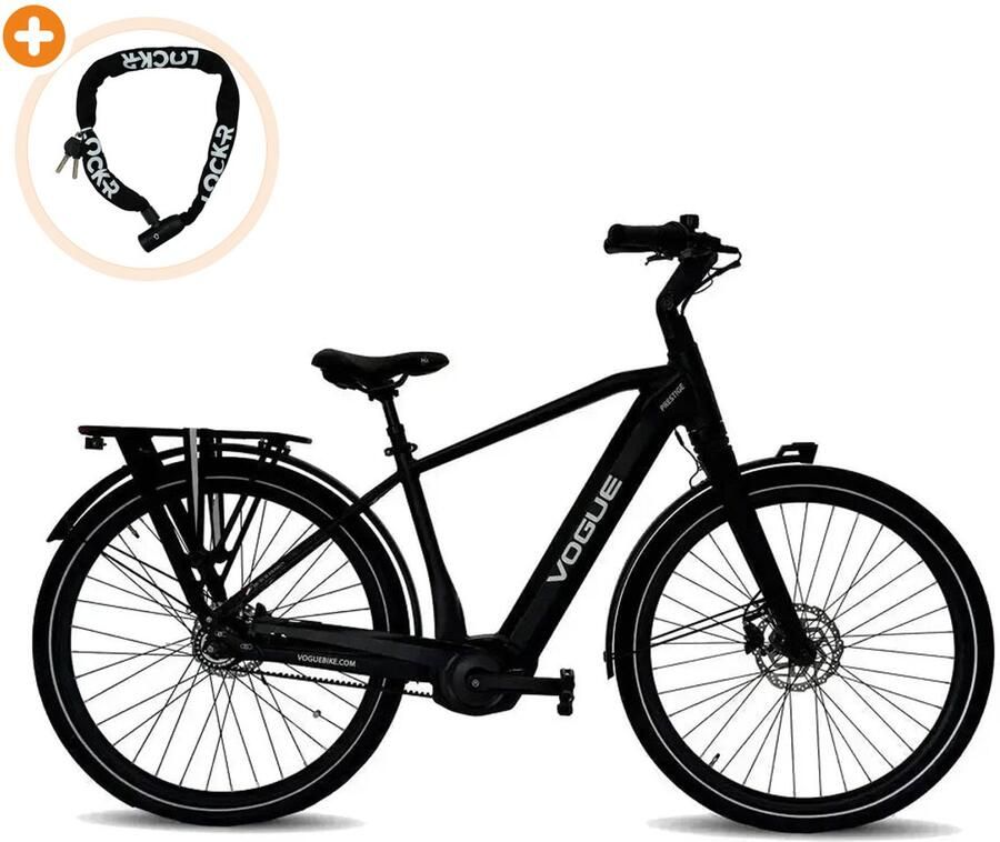 Vogue Prestige Belt-Drive Elektrische Fiets 28 inch 250W motor Actieradius tot 100 km 7 versnellingen 522Wh accu Voorvering Matt Black