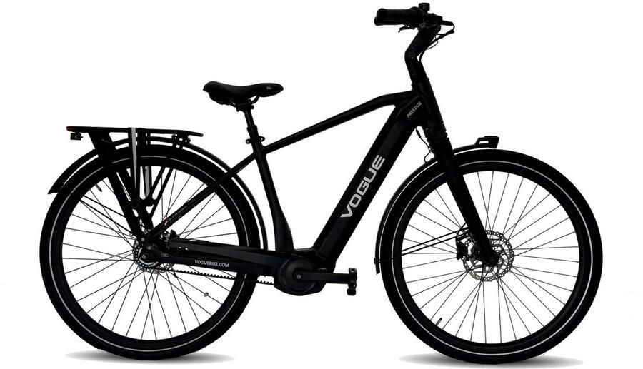 Vogue Prestige – Heren Elektrische Fiets 28 inch – 48 cm – MOTINOVA Middenmotor 80Nm – V-Snaar Aandrijving – 14 5Ah Accu – Mat Zwart
