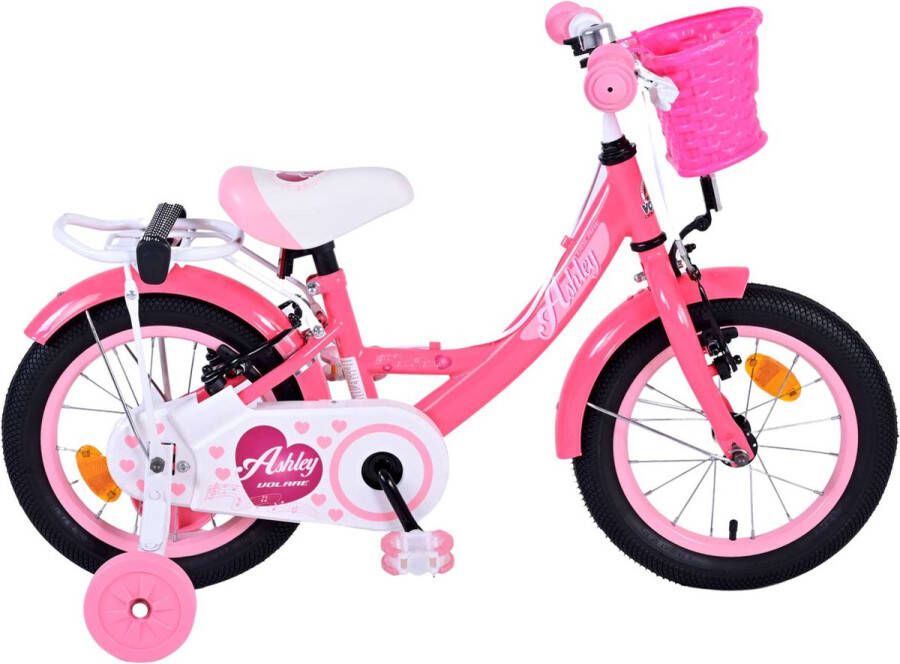 Volare Ashley Kinderfiets Meisjes 14 inch Roze Rood Twee Handremmen