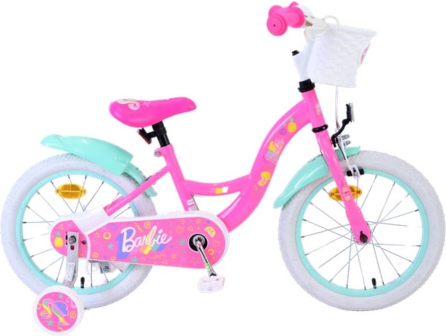 Volare Barbie Kinderfiets Meisjes 12 inch Met zijwielen & mandje Roze