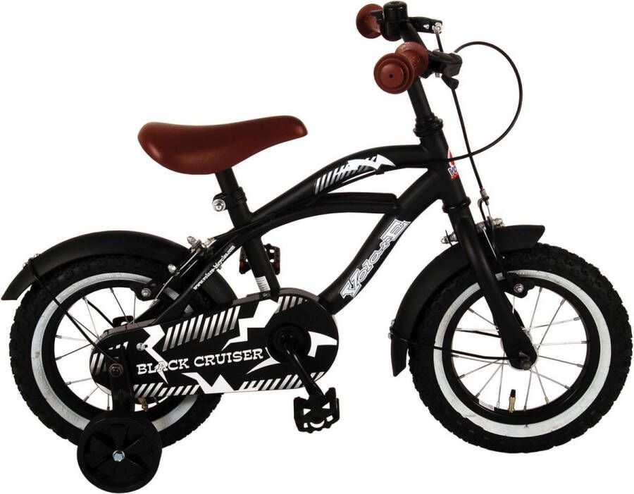 Volare Black Cruiser Kinderfiets Jongens 12 inch Zwart Twee handremmen