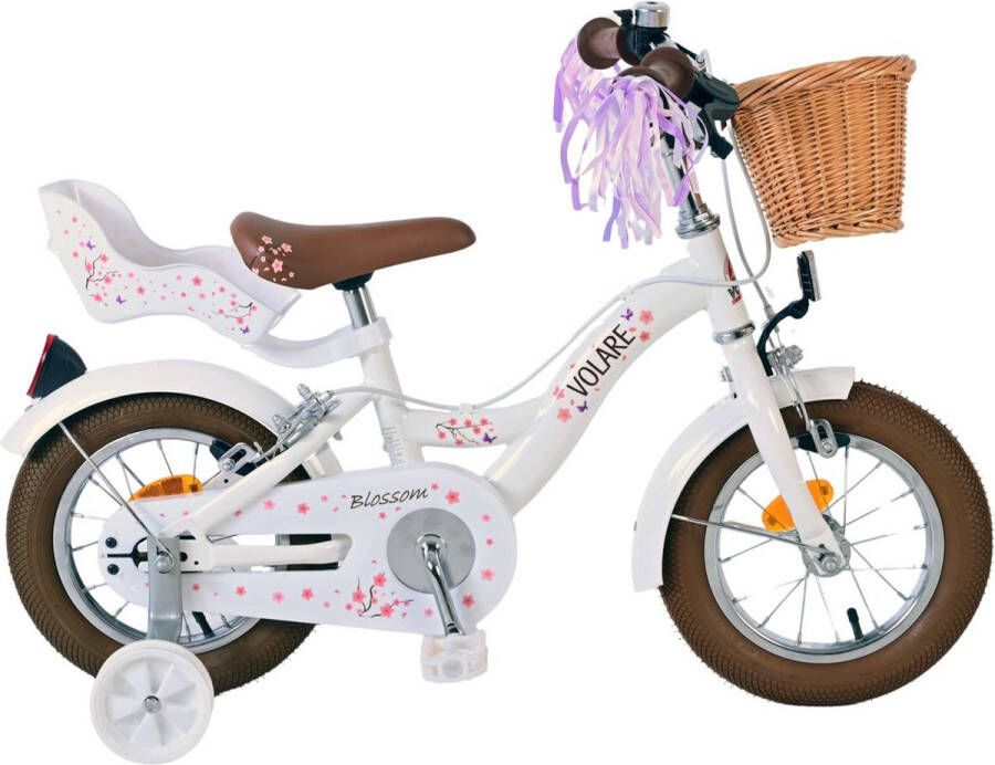 Volare Blossom Kinderfiets Meisjes 12 inch Wit Twee handremmen