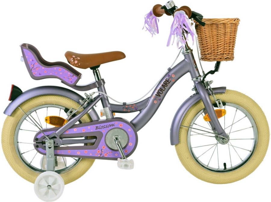 Volare Blossom Kinderfiets Meisjes 14 inch Paars Twee Handremmen