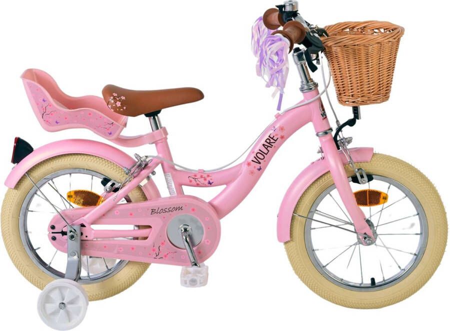 Volare Blossom Kinderfiets Meisjes 14 inch Roze Twee Handremmen