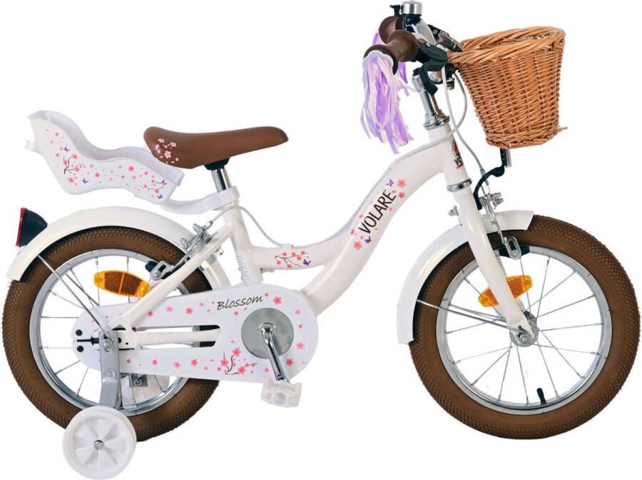 Volare Blossom Kinderfiets Meisjes 14 inch Wit Twee Handremmen