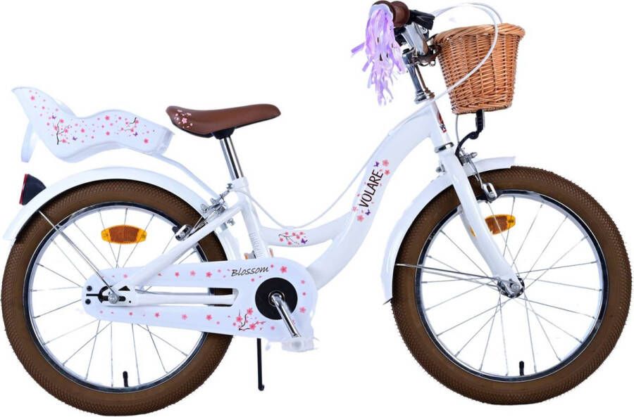 volare Blossom Kinderfiets Meisjes 18 inch Wit Twee handremmen