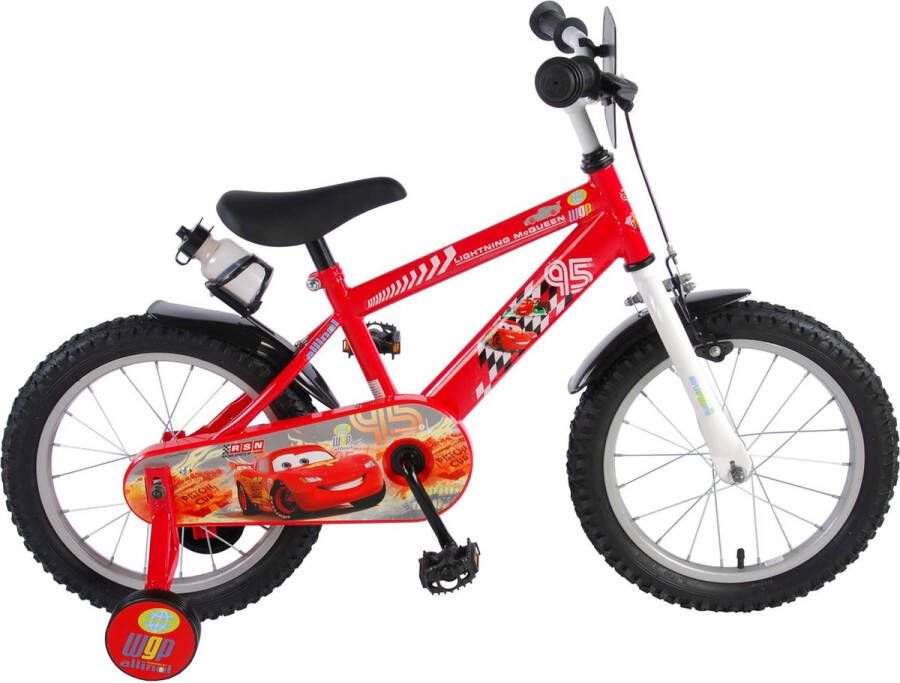 Volare Disney Cars Kinderfiets Jongens 16 inch Rood Met bidonhouder