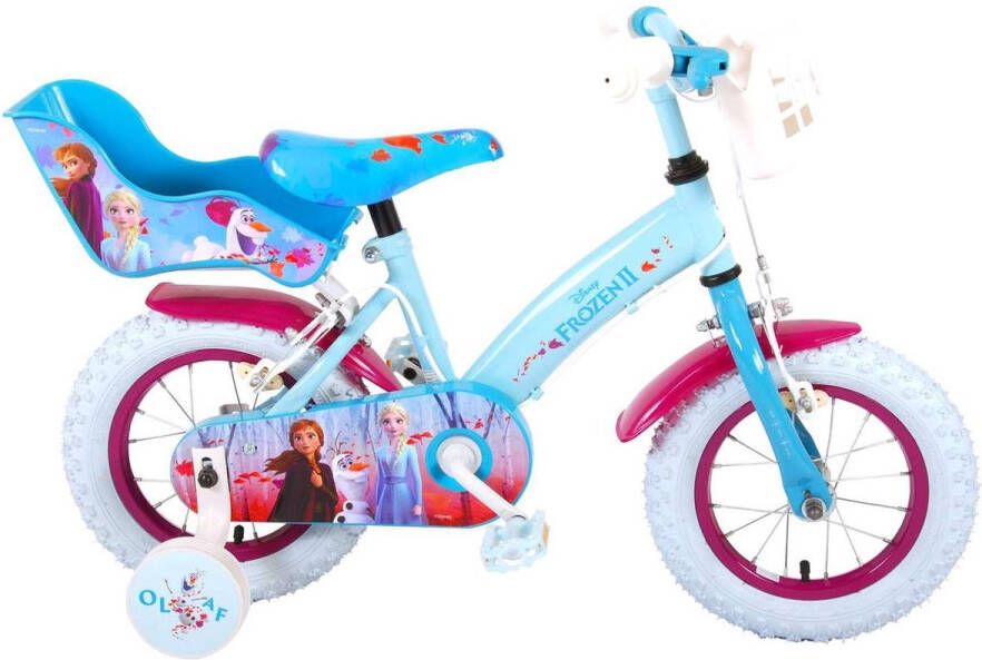 Volare Disney Frozen 2 Kinderfiets Meisjes 12 inch Blauw Paars Twee Handremmen