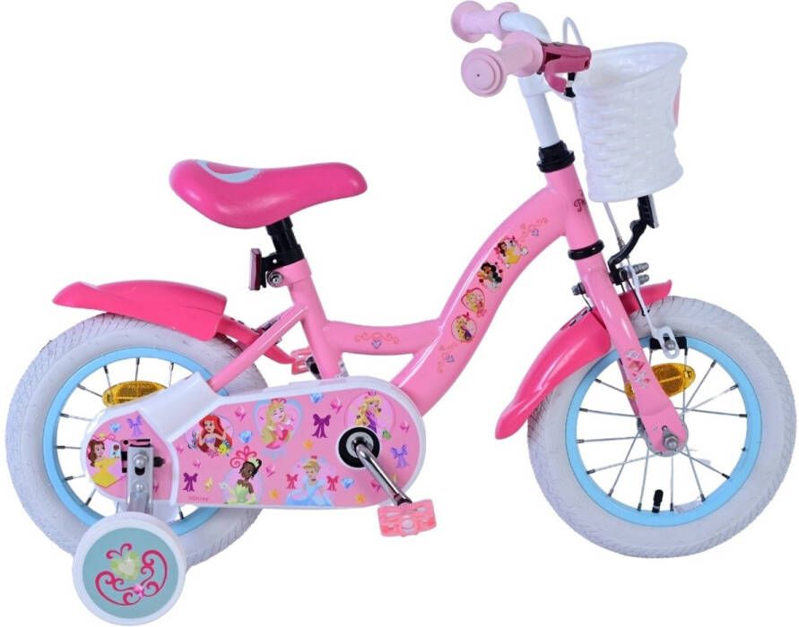 Volare Disney Princess Kinderfiets Meisjes 12 inch Met zijwielen & mandje Roze