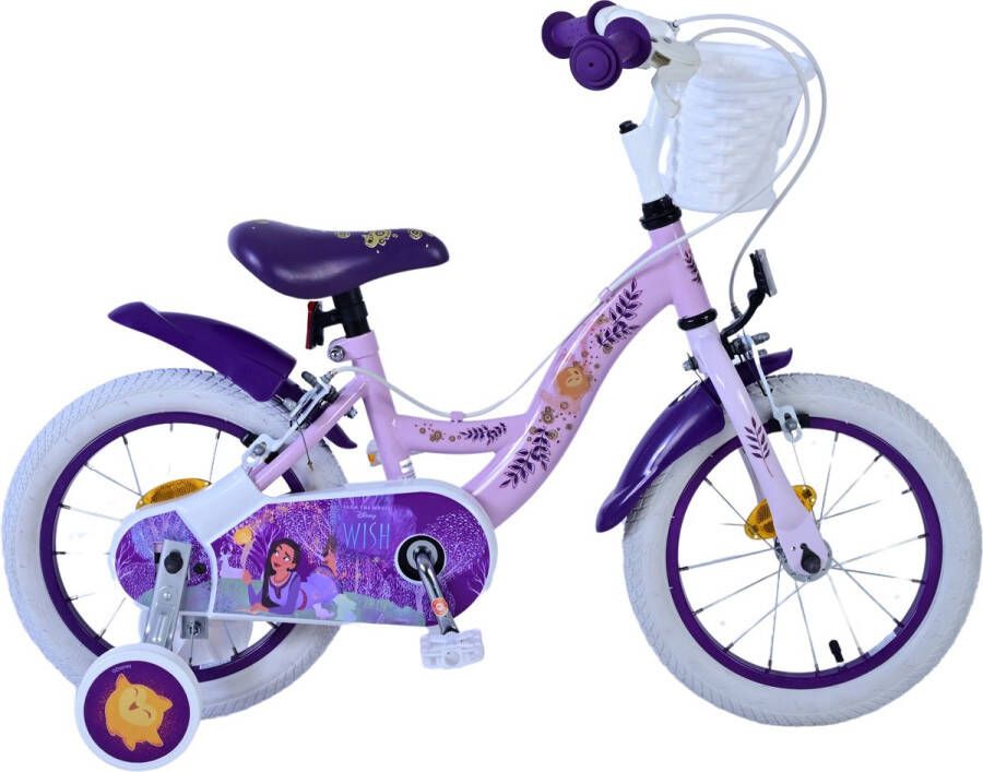 Volare Disney Wish Kinderfiets Meisjes 14 inch Paars Twee handremmen