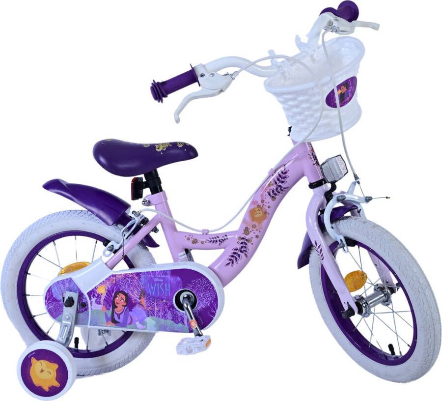 Volare Disney Wish Kinderfiets Meisjes 14 inch Paars Twee handremmen