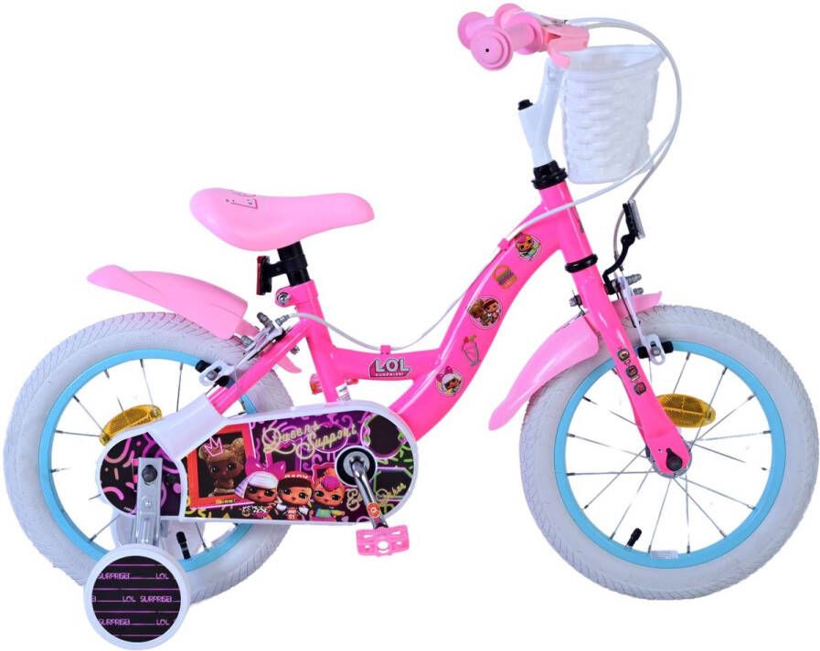 Volare Dolls Kinderfiets Meisjes 14 inch Roze Twee handremmen