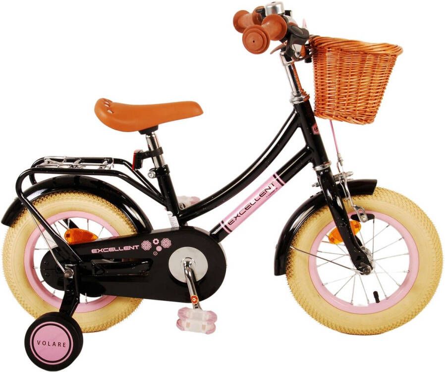 Volare Excellent 12 Inch 21 5 cm Meisjes Terugtraprem Zwart