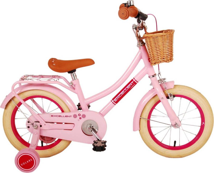 Volare Excellent 14 Inch 23 cm Meisjes Terugtraprem Lichtroze