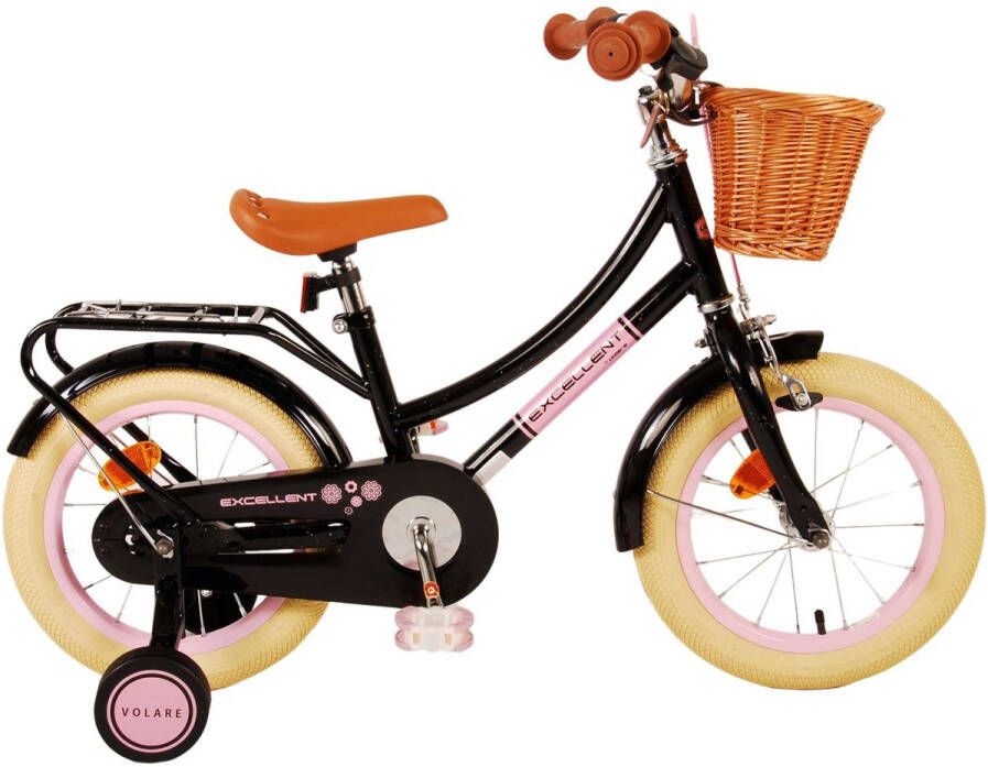 Volare Excellent 14 Inch 23 cm Meisjes Terugtraprem Zwart