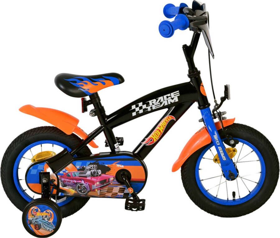 volare Hot Wheels Kinderfiets Jongens 12 inch Zwart Oranje Blauw