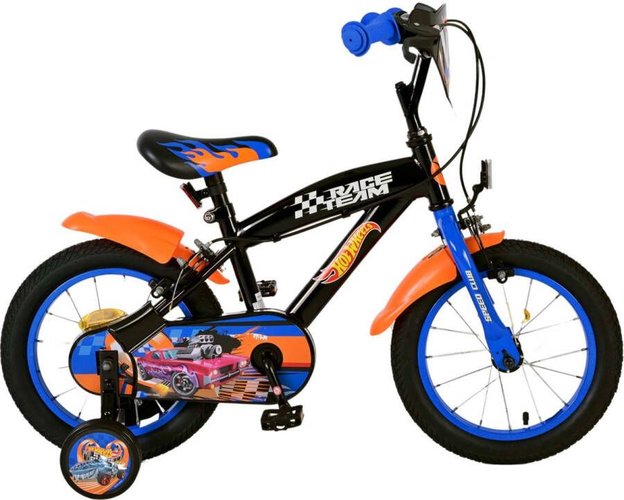 Volare Hot Wheels Kinderfiets Jongens 14 inch Zwart Twee handremmen