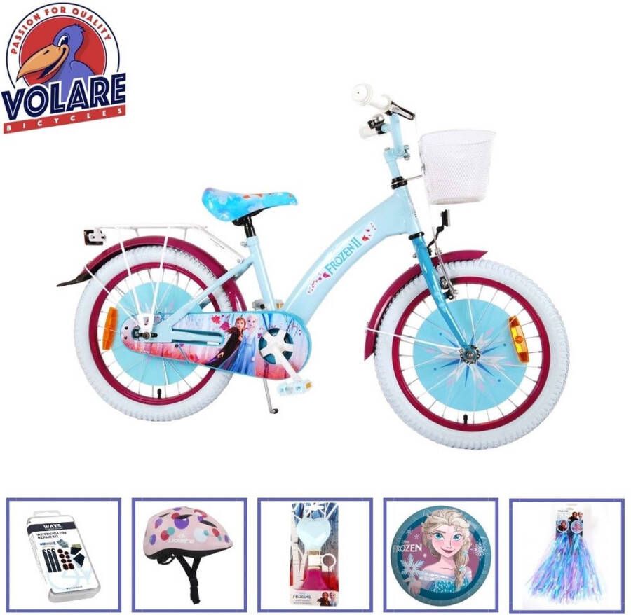 Volare Kinderfiets Disney Frozen II 18 inch Blauw Paars Inclusief fietshelm + accessoires