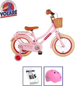 Volare Kinderfiets Excellent 14 inch Roze Met fietshelm en accessoires