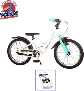 Volare Kinderfiets Glamour 16 inch Wit Mintgroen Inclusief WAYS Bandenplakset
