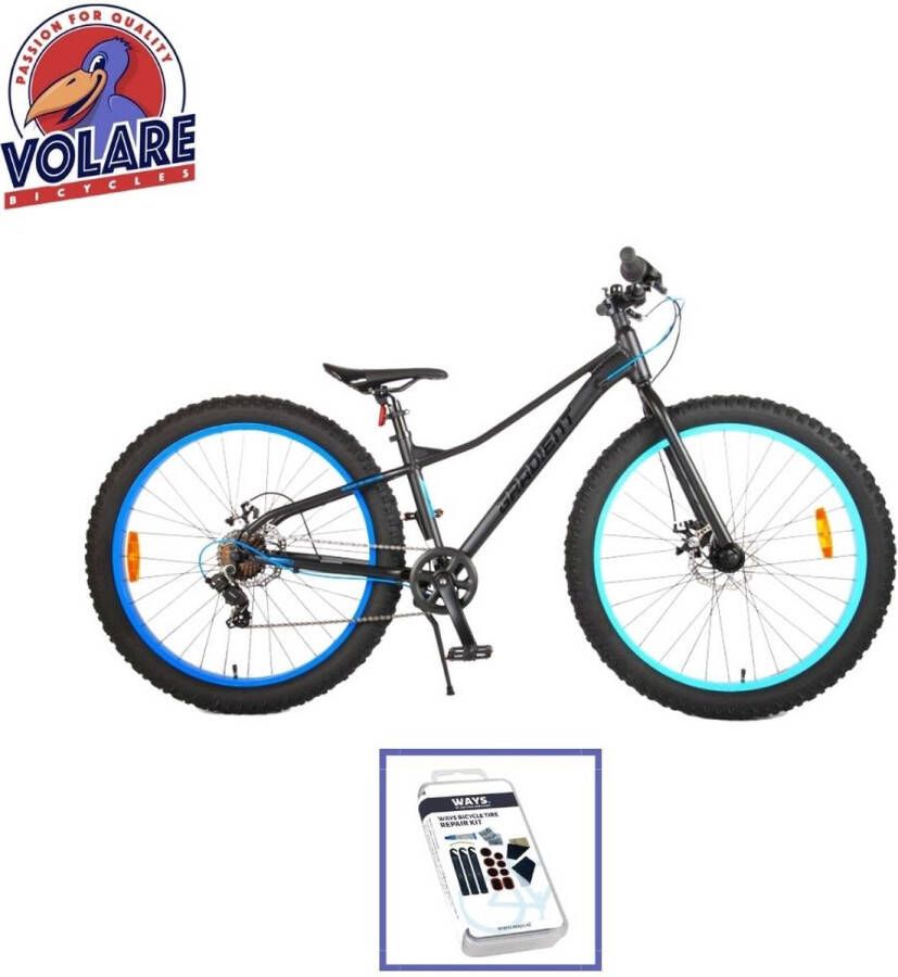 Volare Kinderfiets Gradient 26 inch Zwart Blauw 7 Versnellingen Inclusief WAYS Bandenplakset