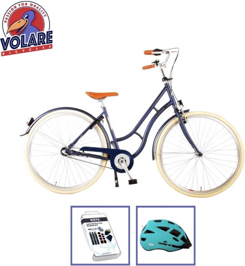 Volare Kinderfiets Lifestyle 48 cm Blauw 3 Versnellingen + Fietshelm en accessoires