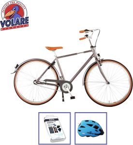 Volare Kinderfiets Lifestyle 51 cm Grijs 3 Versnellingen Lage zadelstand Met fietshelm + accessoires