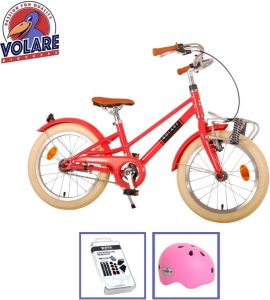 Volare Kinderfiets Melody 16 inch Koraal Rood Met fietshelm en accessoires