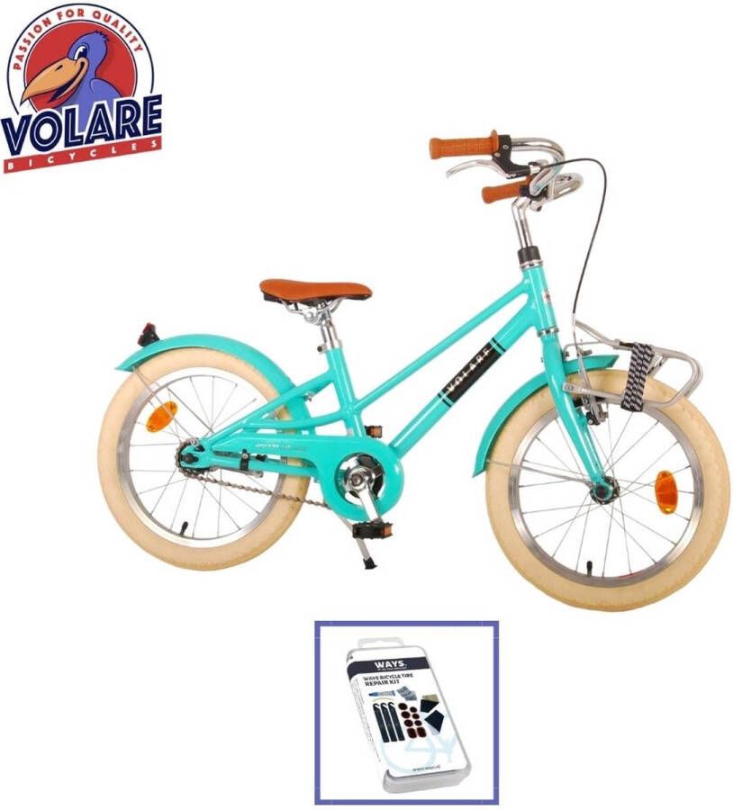 Volare Kinderfiets Melody 16 inch Turquoise Inclusief WAYS Bandenplakset