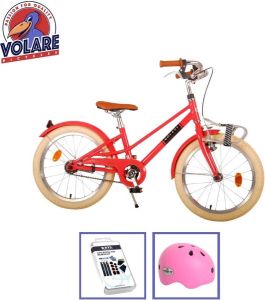 Volare Kinderfiets Melody 18 inch Koraal Rood Met fietshelm en accessoires