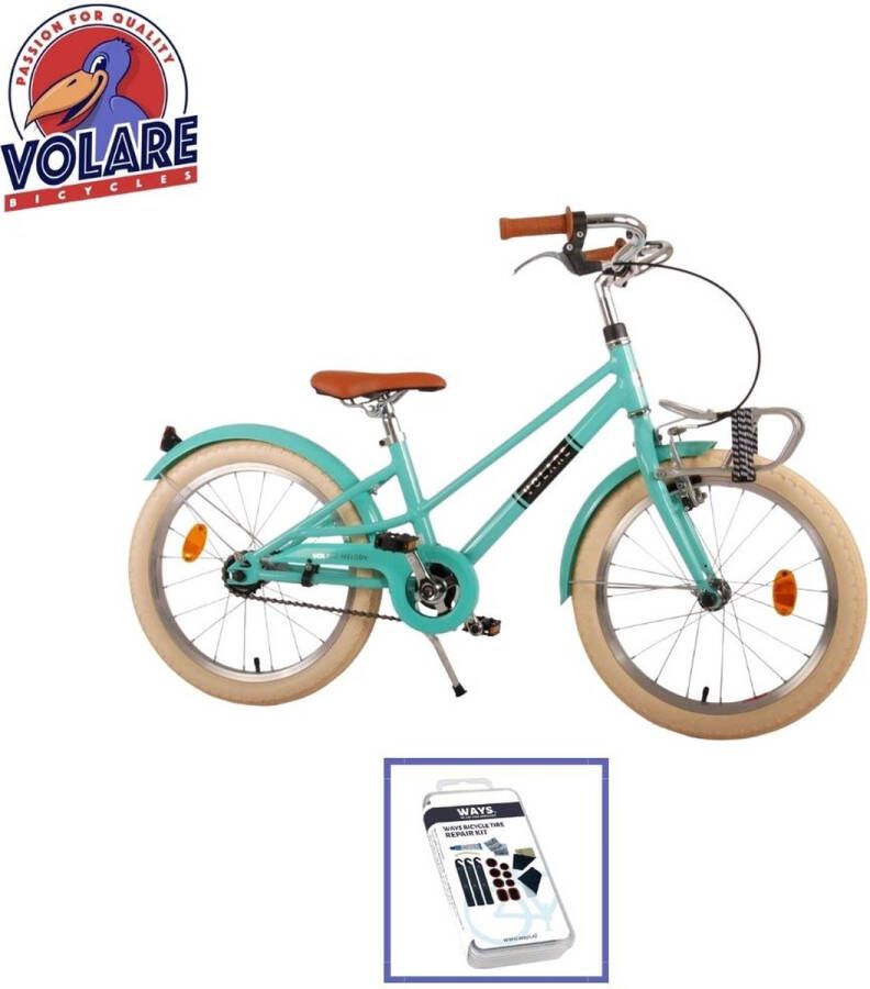 Volare Kinderfiets Melody 18 inch Turquoise Inclusief WAYS Bandenplakset
