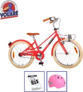 Volare Kinderfiets Melody 20 inch Koraal Rood Met fietshelm en accessoires
