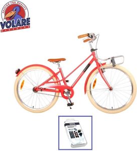 Volare Kinderfiets Melody 24 inch Koraal Rood Inclusief WAYS Bandenplakset