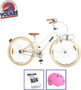 Volare Kinderfiets Melody 24 inch Zand Met fietshelm en accessoires