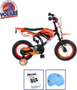 Volare Kinderfiets Motorbike 12 inch Oranje Inclusief fietshelm & accessoires