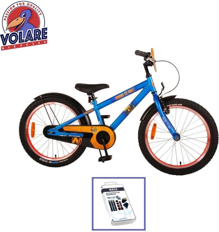 volare Kinderfiets NERF 20 inch Blauw Met bidonhouder Inclusief WAYS Bandenplakset