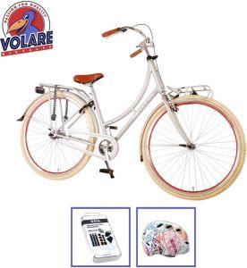 Volare Kinderfiets Oma Classic 51 cm Mat Zilver Lage zadelstand Met fietshelm en accessoires