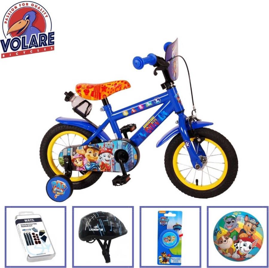 Volare Kinderfiets Paw Patrol 12 inch Blauw Twee handrem Inclusief fietshelm + accessoires