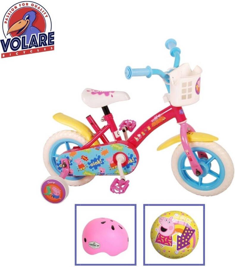 Volare Kinderfiets Peppa Pig 10 inch Doortrapper Inclusief fietshelm & accessoires