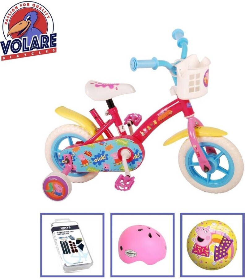 Volare Kinderfiets Peppa Pig 12 inch Roze Met fietshelm + accessoires