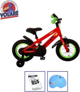 Volare Kinderfiets Rocky 12 inch Rood Groen Inclusief fietshelm & accessoires