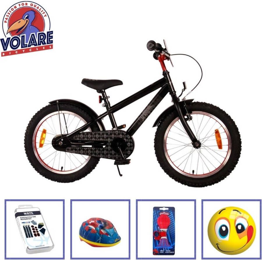 Volare Kinderfiets Spider-Man 20 inch Zwart Met fietshelm en accessoires