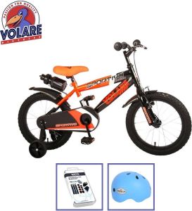 Volare Kinderfiets Sportivo 16 inch Oranje Zwart Inclusief fietshelm & accessoires