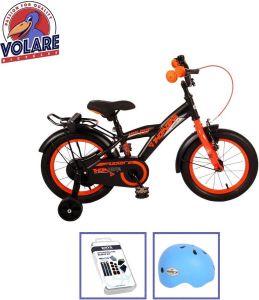 Volare Kinderfiets Thombike 16 inch Zwart Geel Inclusief fietshelm & accessoires