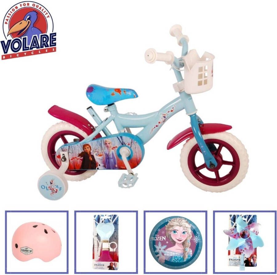 Volare Kinderfiets Woezel & Pip 10 inch Blauw Paars Doortrapper Met fietshelm & accessoires