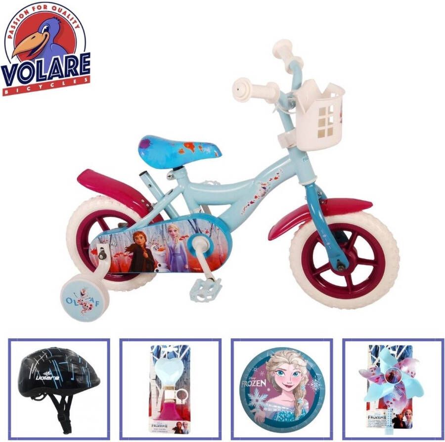 Volare Kinderfiets Woezel & Pip 10 inch Blauw Paars Doortrapper Met fietshelm en accessoires