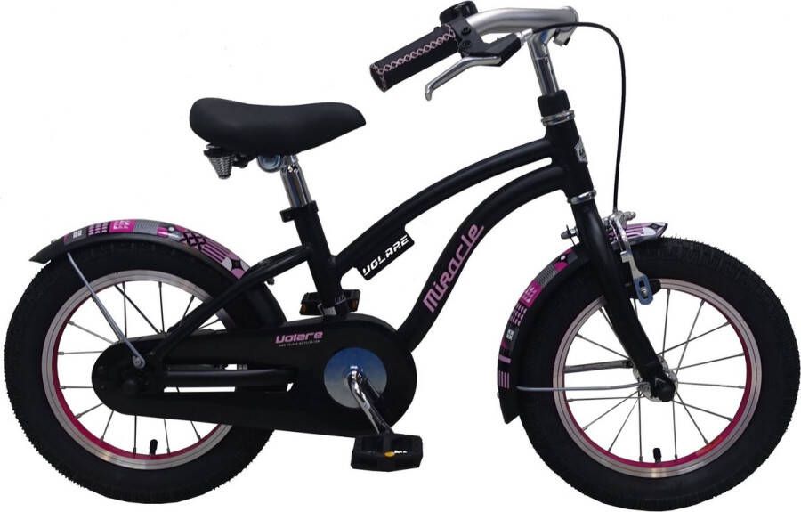 Volare Kinderfiets Miracle Cruiser Meisjes 14 inch Mat zwart Mat zwart