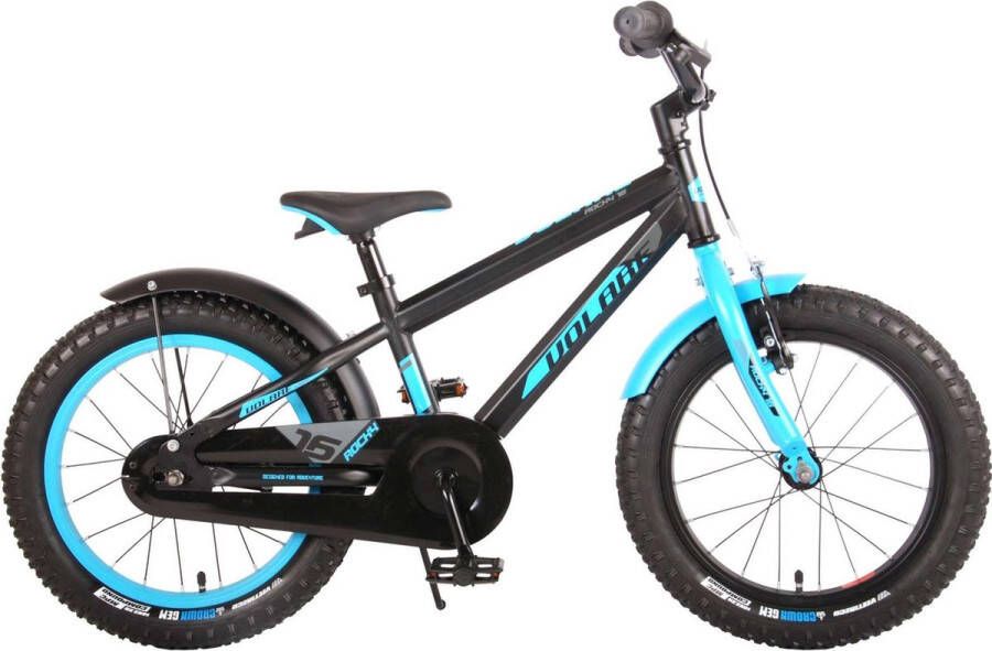 Volare Rocky Kinderfiets 16 inch Zwart Blauw 95% afgemonteerd Prime Collection