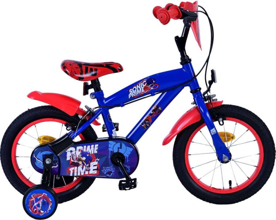 volare Sonic Prime Kinderfiets Jongens 14 inch Blauw Rood Twee handremmen